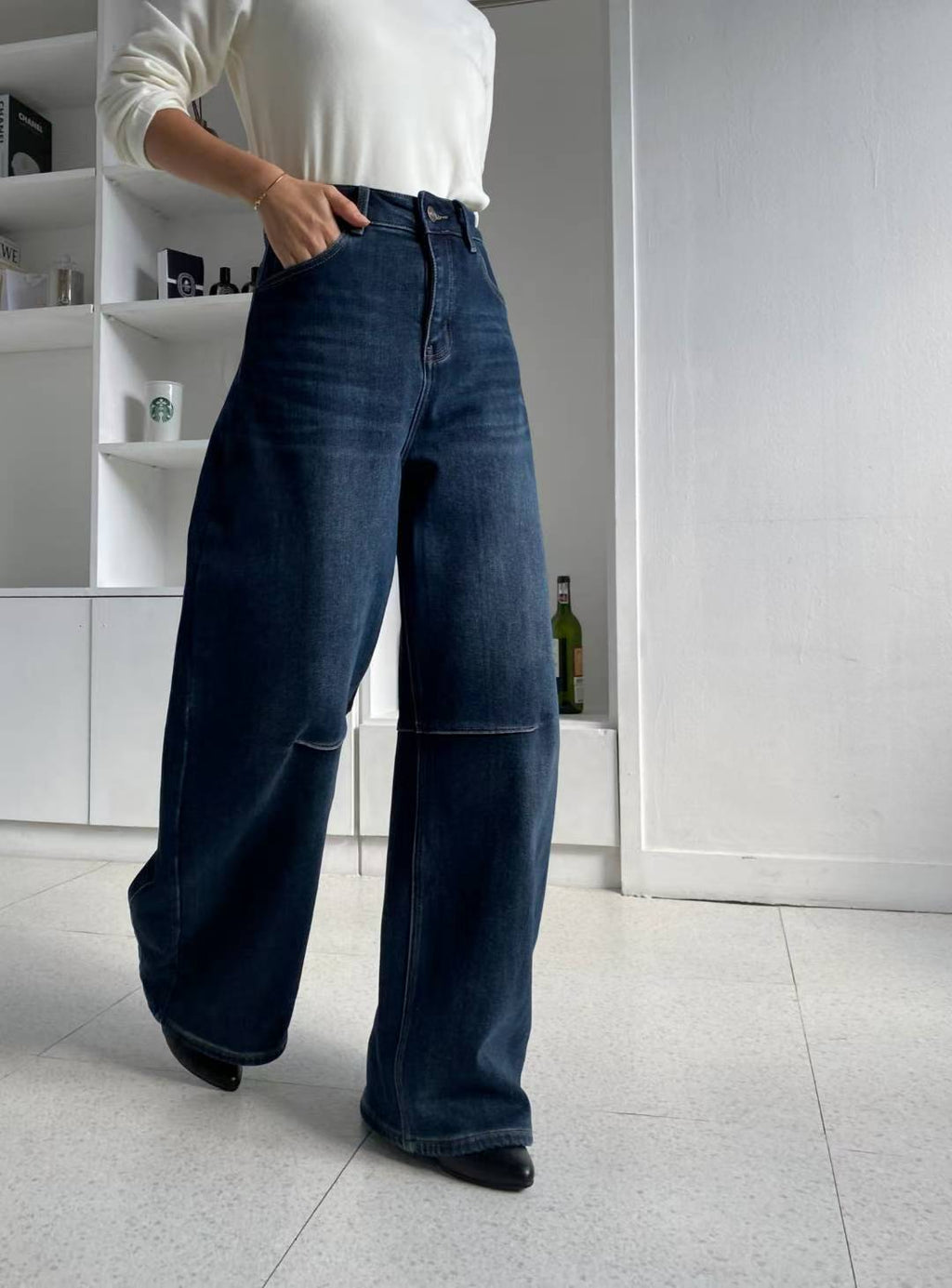 闊腿牛仔褲