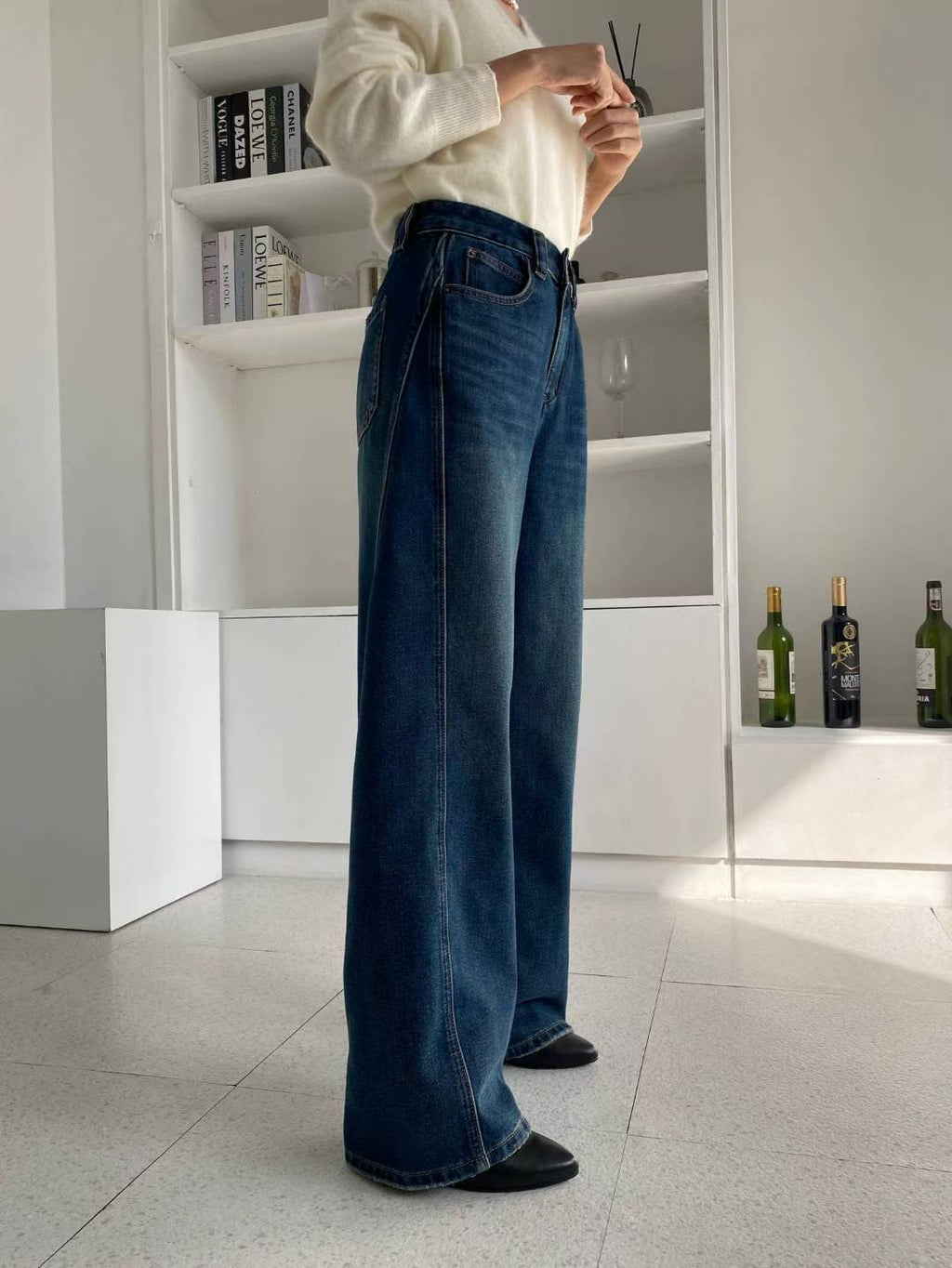 寬鬆高腰牛仔褲