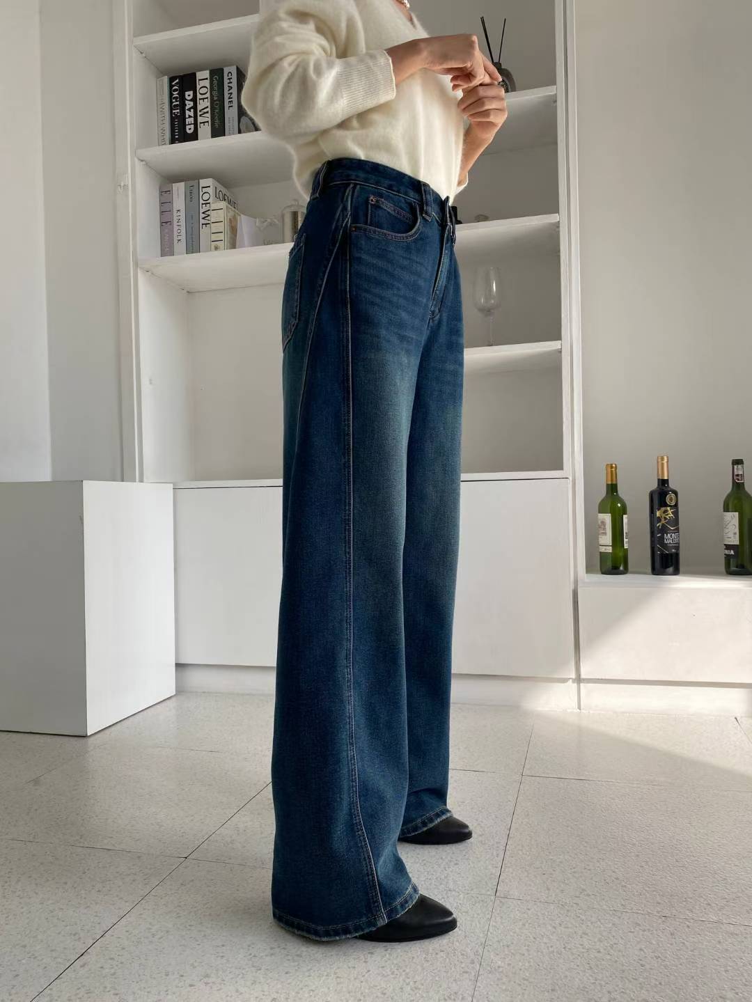 寬鬆高腰牛仔褲