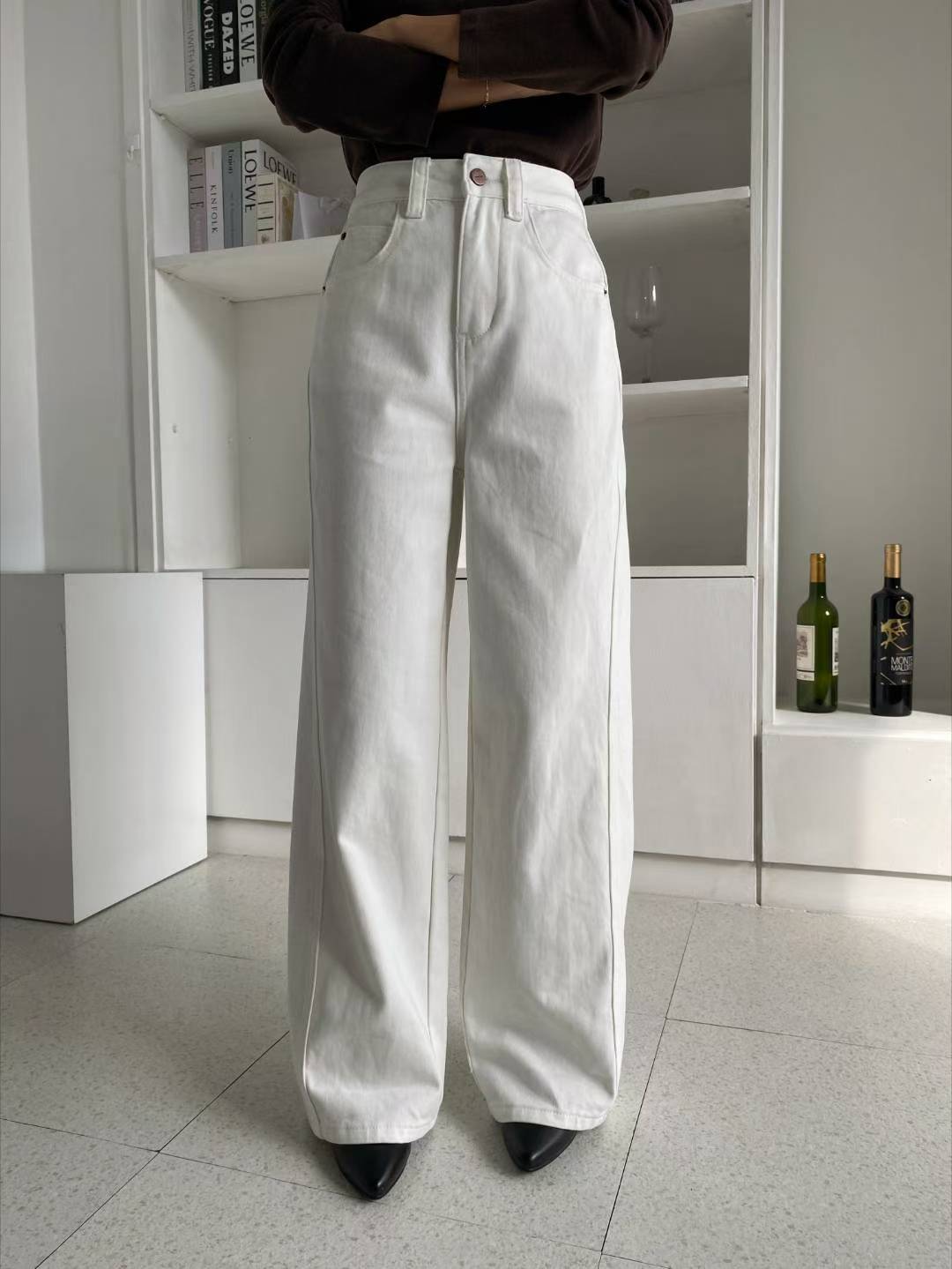 寬鬆高腰牛仔褲