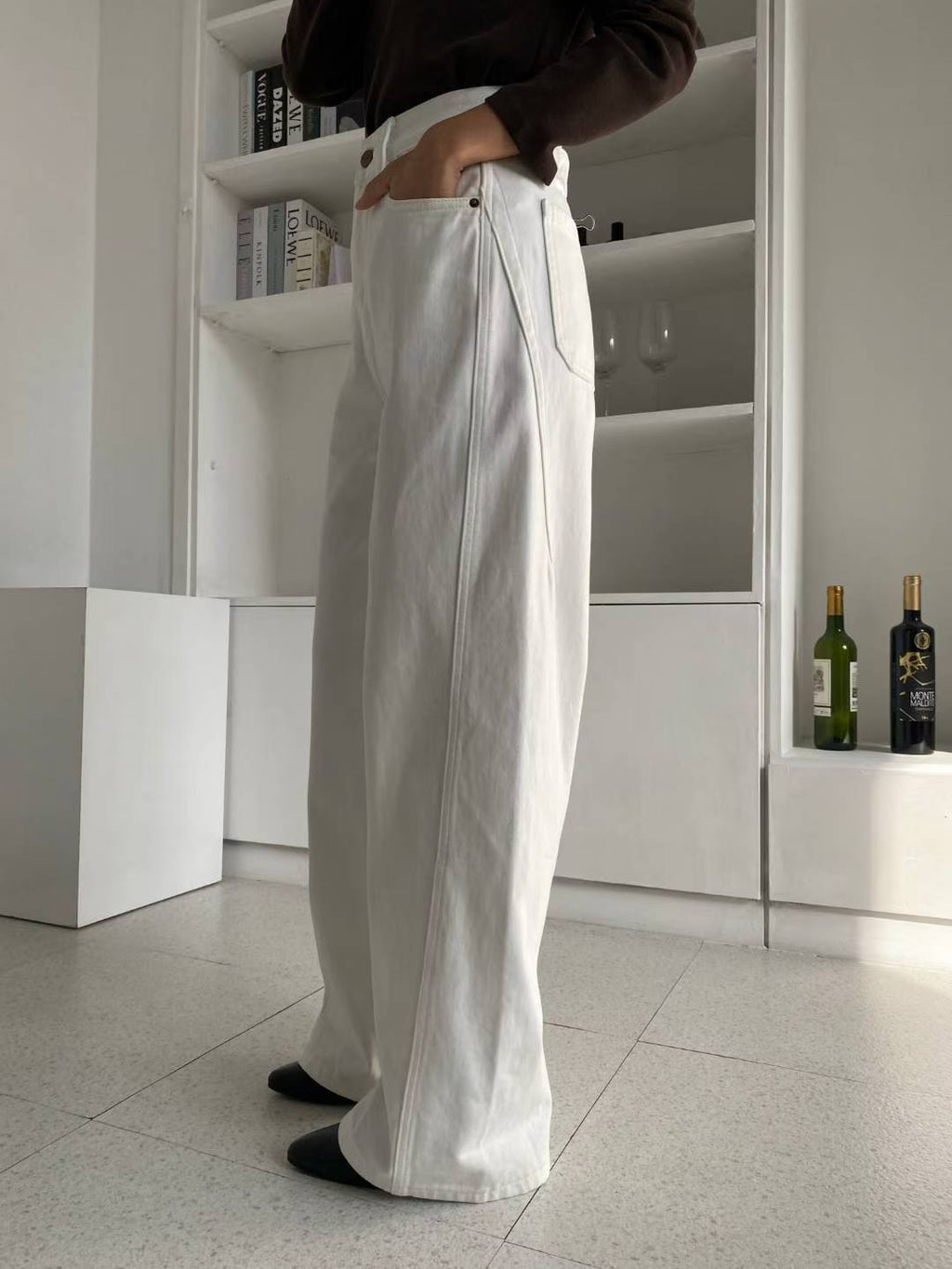 寬鬆高腰牛仔褲