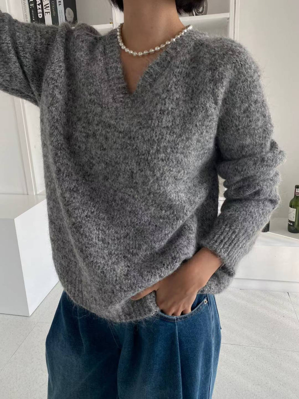 舒適V領毛衣