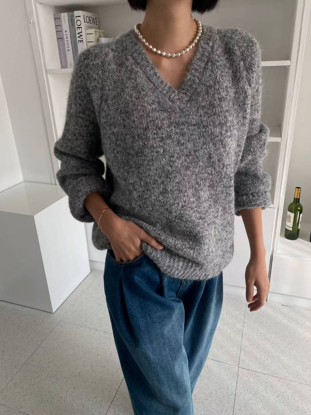 舒適V領毛衣
