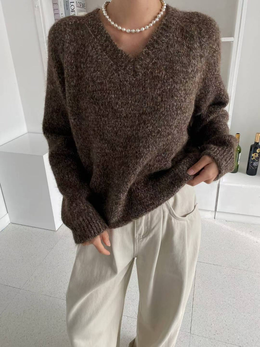 舒適V領毛衣