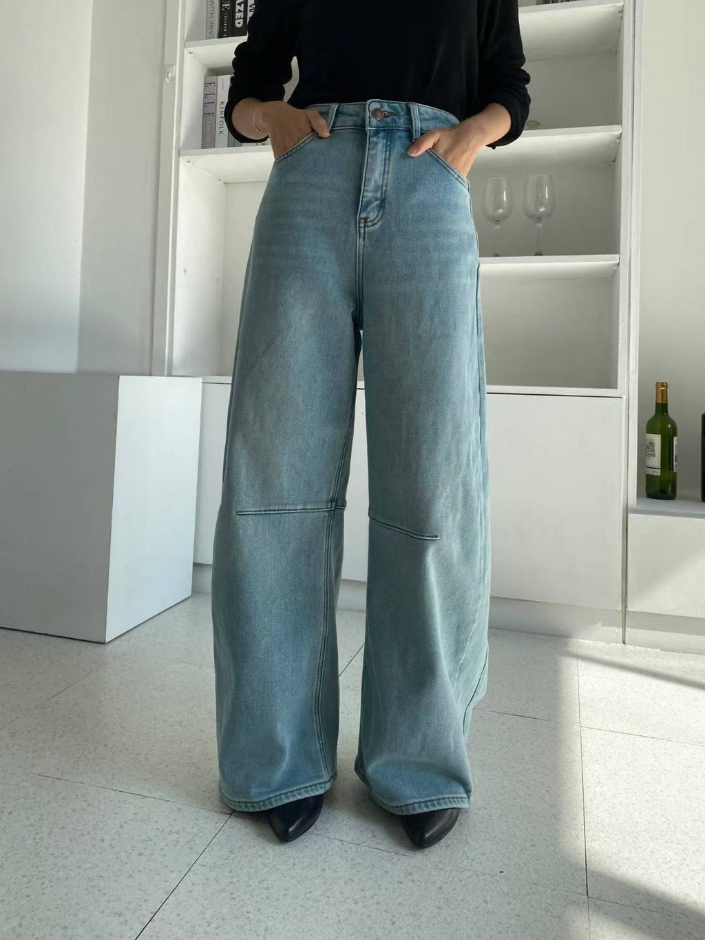 闊腿牛仔褲