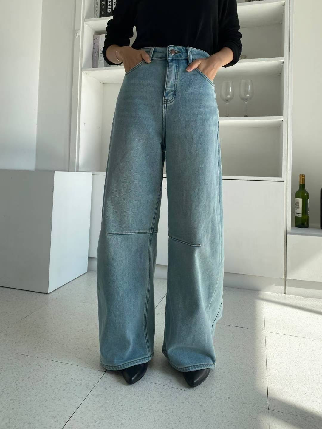 闊腿牛仔褲